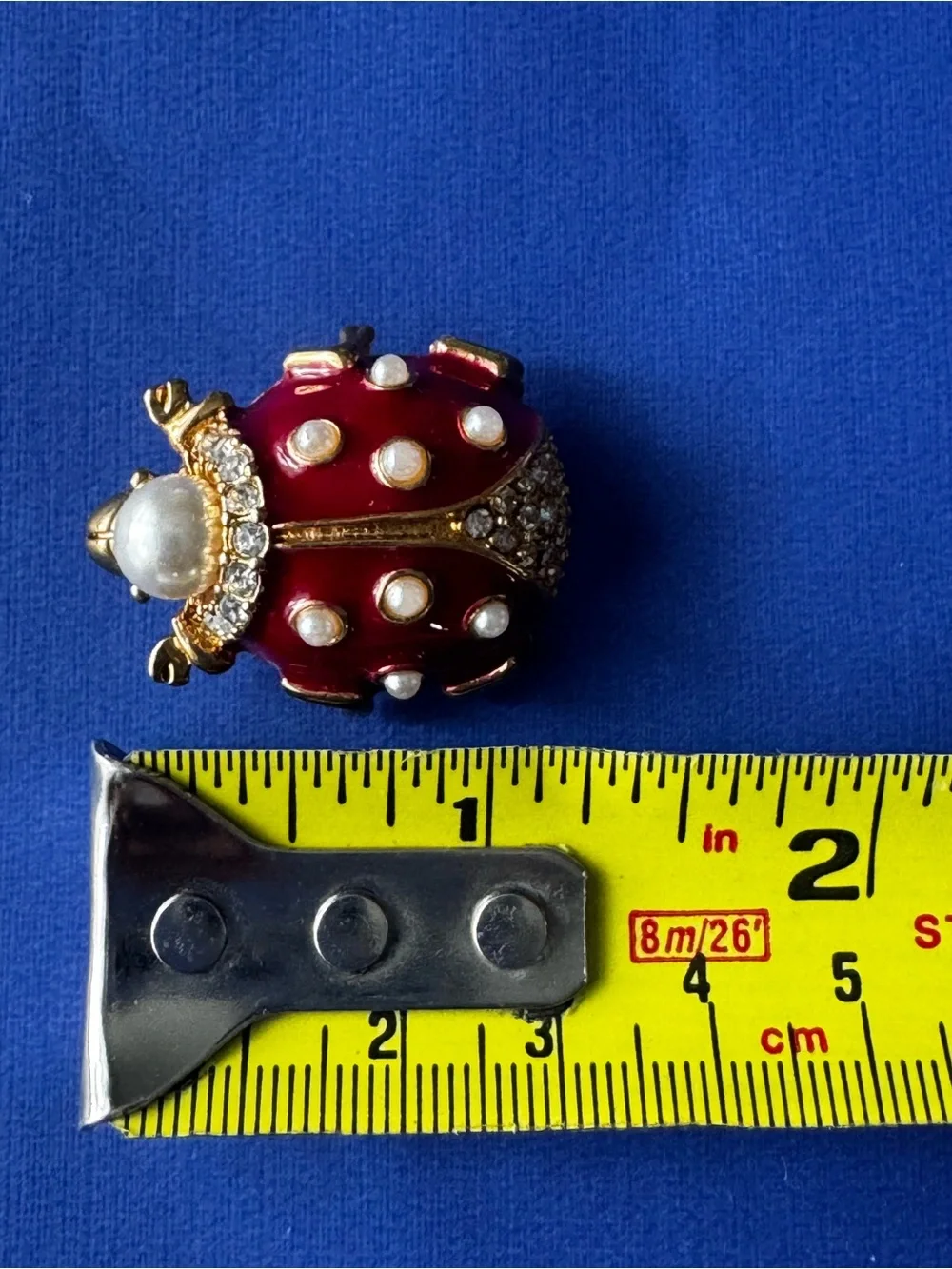 Red Ladybug Pearl Accent Brooch - Women Jewelry